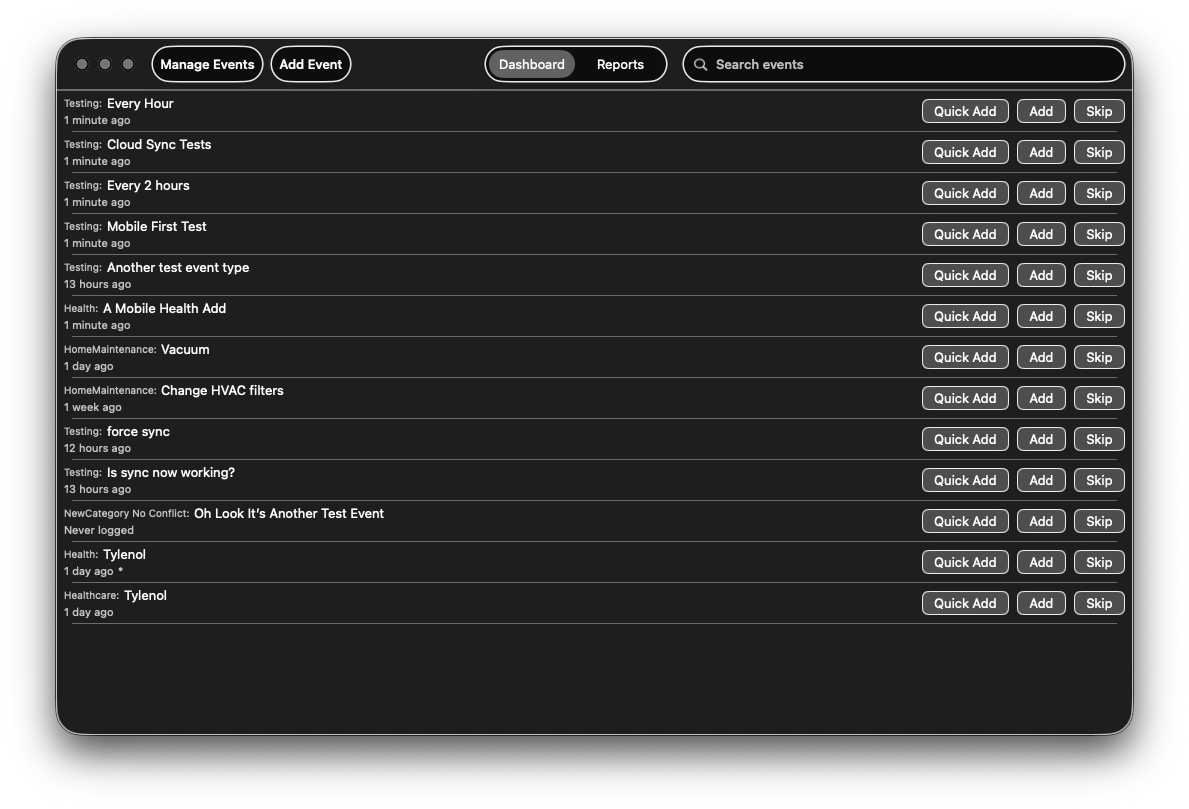 Elapsd macOS dashboard